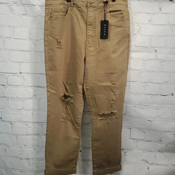 Risen Distressed Cuffed Ankle Skinny Jeans Size 2XL NWT - Picture 1 of 15